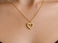 Petite Diamond Open Heart Necklace in 14K Yellow Gold — product video