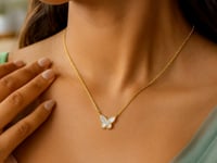 Mother of Pearl Butterfly Necklace in 14K Yellow Gold — product video