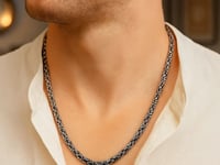 Byzantine Chain Necklace with Gunmetal Finish in Silver — product video