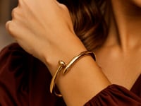 Nail Head Bypass Cuff Bangle in 14K Yellow Gold — product video