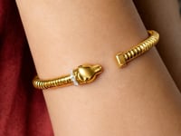 Panther Tubogas Cuff Bangle with Diamonds in 14K Yellow Gold (0.07 ct. tw.) — product video