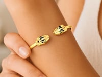 Panther Head Cuff Bangle in 14K Yellow Gold (3.00 mm) — product video