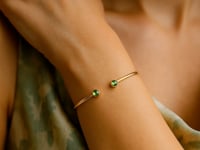 14K Yellow Gold Peridot Open Cuff Bangle (2.00 mm) — product video