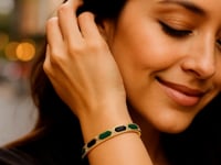 Black Onyx, Malachite & Diamond Hexagon Bangle in 14K Yellow Gold (0.24 ct. tw.) — product video