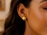 Rose Flower Stud Earrings in 14K Yellow Gold (8.80 mm) — product video
