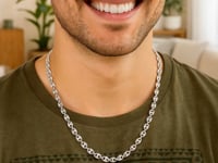 Puffed Mariner Chain Necklace in Rhodium-Plated Sterling Silver (3.70 mm) — product video