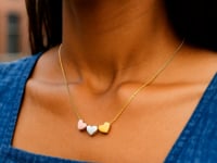 Tri-Color Triple Heart Necklace in 14K Gold — product video