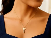 Heart Cutout Key Necklace in 14K Yellow Gold — product video