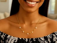 Pearl and Gold Bead Dangle Necklace in 14K Yellow Gold — product video